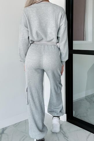 Kedera Womens Waffle Knit Pajamas Sets 2 Piece Outfits Knit Long Sleeve Pullover and Pants Sweatsuits in Saudi Arabia