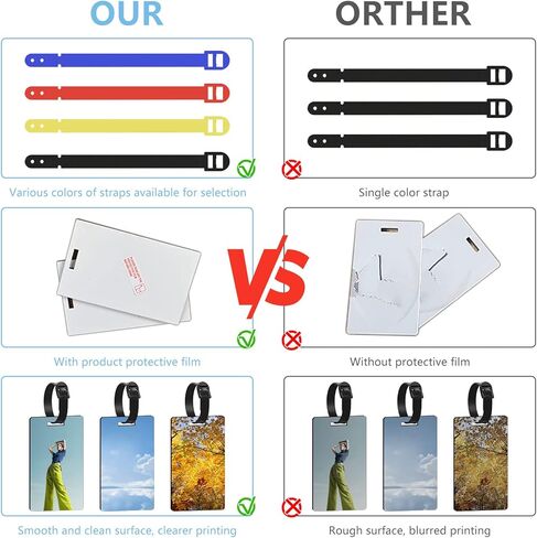 بطاقات امتعة فارغة بتقنية التسامي، بطاقات امتعة للسفر مع حزام نقل حراري مزدوج الجوانب من خشب ام دي اف فارغ، بطاقات امتعة مخصصة يمكنك صنعها بنفسك (12 قطعة) in Kuwait