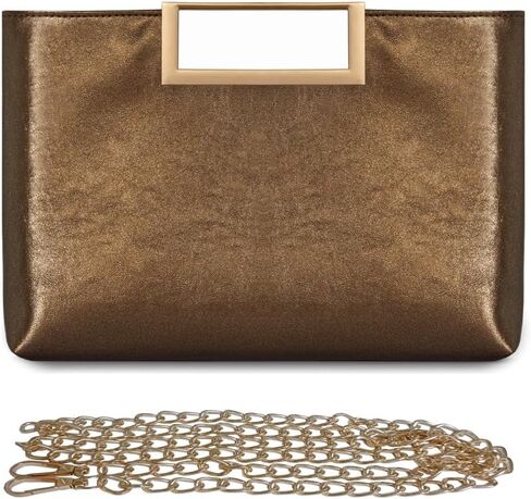 NIGEDU Women Clutch Purse PU Leather Chain Crossbody Bags Shiny Oversize Clutches Female Handbag Purses in Saudi Arabia