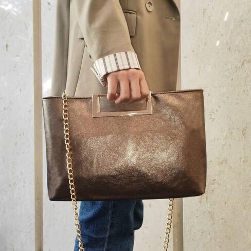 NIGEDU Women Clutch Purse PU Leather Chain Crossbody Bags Shiny Oversize Clutches Female Handbag Purses in Saudi Arabia