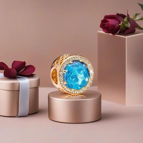 TIFVGEV Rose Gold Plated Sterling Silver Charms for Pandora Bracelets Birthstone Charms Jewelry Gifts for Women (with Gift Pouch) in Saudi Arabia