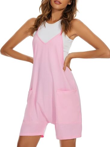 American Trends Womens Romper Sleeveless Rompers Shorts Jumpsuit Summer Jumpsuits Jumpers with Pockets in Saudi Arabia