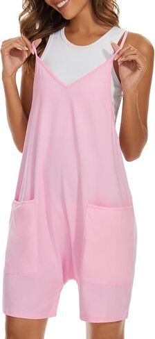 American Trends Womens Romper Sleeveless Rompers Shorts Jumpsuit Summer Jumpsuits Jumpers with Pockets in Saudi Arabia