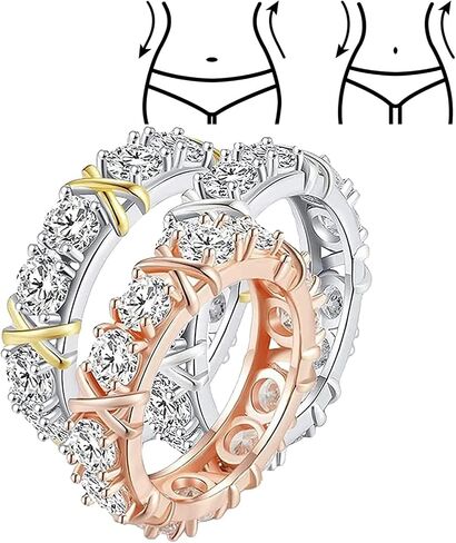 خواتم Niqnay Moissanite للنساء، خواتم Jansio Threanic ثلاثية الدوران لفقدان الوزن وتشكيل الصليب بالكامل من الماس المويسانتي in Saudi Arabia