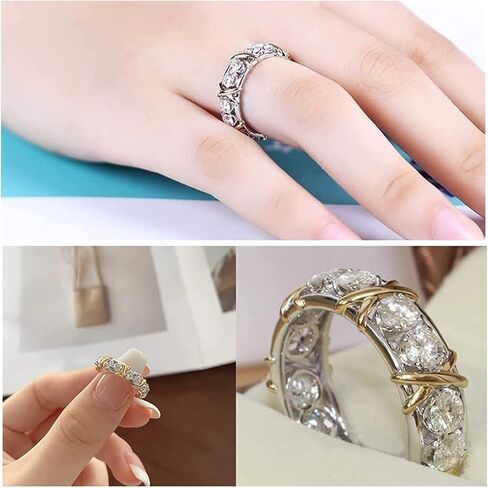خواتم Niqnay Moissanite للنساء، خواتم Jansio Threanic ثلاثية الدوران لفقدان الوزن وتشكيل الصليب بالكامل من الماس المويسانتي in Saudi Arabia