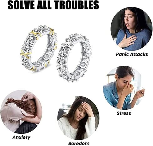 خواتم Niqnay Moissanite للنساء، خواتم Jansio Threanic ثلاثية الدوران لفقدان الوزن وتشكيل الصليب بالكامل من الماس المويسانتي in Saudi Arabia