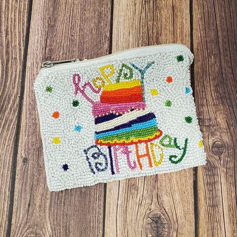 Emulily Happy Birthday Coin Purse Pouch Bead Happy Birthday Coin Purse Coin Purse, Beaded Coin Purse in Saudi Arabia