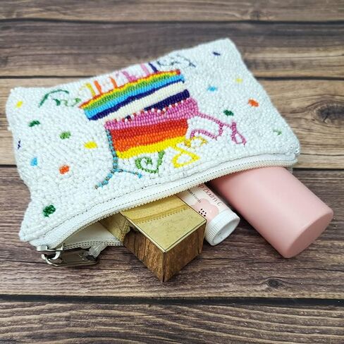 Emulily Happy Birthday Coin Purse Pouch Bead Happy Birthday Coin Purse Coin Purse, Beaded Coin Purse in Saudi Arabia
