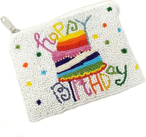 Emulily Happy Birthday Coin Purse Pouch Bead Happy Birthday Coin Purse Coin Purse, Beaded Coin Purse in Saudi Arabia