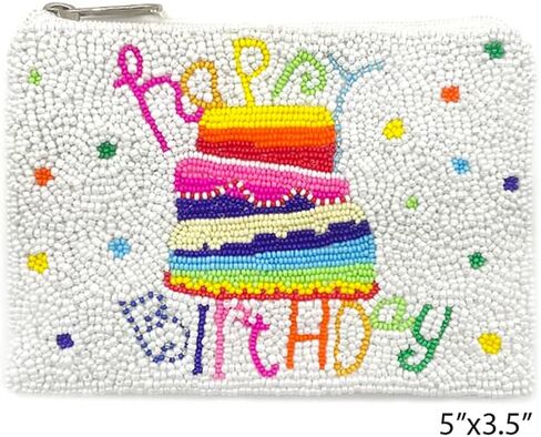 Emulily Happy Birthday Coin Purse Pouch Bead Happy Birthday Coin Purse Coin Purse, Beaded Coin Purse in Saudi Arabia