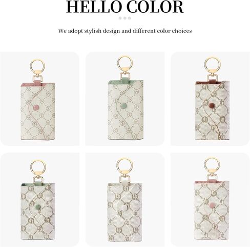 GOLF SUPAGS Women PVC Leather Car Key Chain Card Holder Wallet Pouch 6 Hook Snap Closure keys Money Organizer Case in Kuwait
