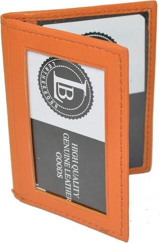 LB LEATHERBOSS محفظة جلدية رفيعة رفيعة لبطاقة الائتمان ونافذة هوية ثلاثية محفظة صغيرة ثنائية الطي لرخصة القيادة آمنة (أسود) in Saudi Arabia