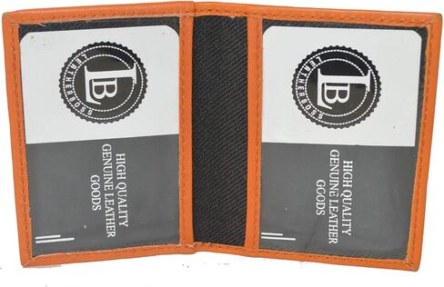 LB LEATHERBOSS محفظة جلدية رفيعة رفيعة لبطاقة الائتمان ونافذة هوية ثلاثية محفظة صغيرة ثنائية الطي لرخصة القيادة آمنة (أسود) in Saudi Arabia