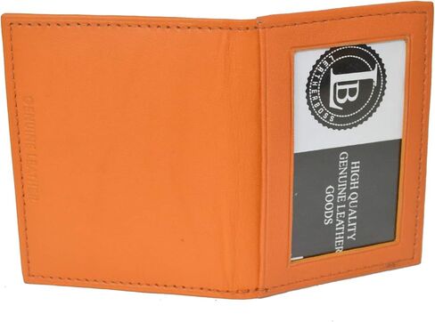 LB LEATHERBOSS محفظة جلدية رفيعة رفيعة لبطاقة الائتمان ونافذة هوية ثلاثية محفظة صغيرة ثنائية الطي لرخصة القيادة آمنة (أسود) in Saudi Arabia