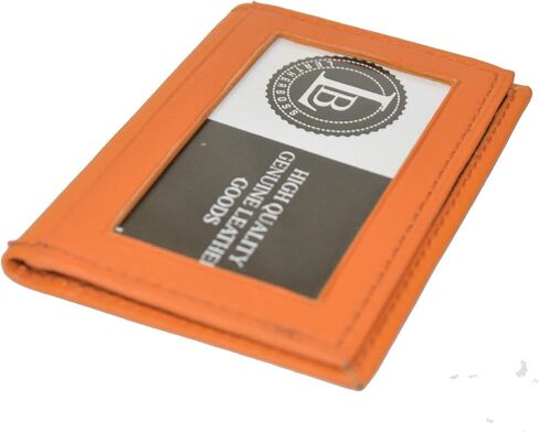 LB LEATHERBOSS محفظة جلدية رفيعة رفيعة لبطاقة الائتمان ونافذة هوية ثلاثية محفظة صغيرة ثنائية الطي لرخصة القيادة آمنة (أسود) in Saudi Arabia