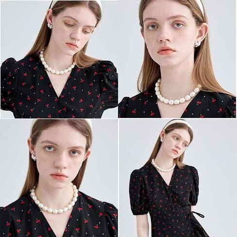 TUOKAY Women Girls 1920s Pearls Beads Necklace Faux Pearl Choker Fashion Elegant luxurious Vintage Pearl Bead Strands in Kuwait