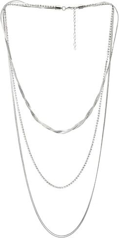 COOLSTEELANDBEYOND Long Layered Necklace, Statement Necklace Rhinestones Waterfall Multi-Strand Chain, Party Dress in Saudi Arabia