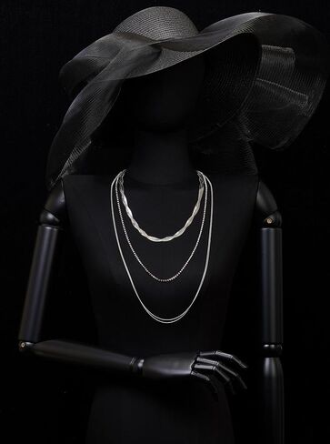 COOLSTEELANDBEYOND Long Layered Necklace, Statement Necklace Rhinestones Waterfall Multi-Strand Chain, Party Dress in Saudi Arabia