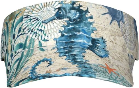 قبعة واقية من الشمس بنمط فرس البحر الازرق من لوجمور للنساء والرجال، قبعة بيسبول رياضية فارغة، قبعة بيسبول واقية من الشمس، قناع للتنس والجولف، اسود، مقاس واحد in Kuwait