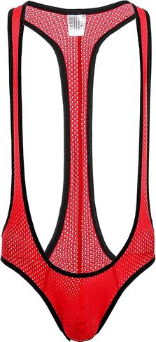 Faringoto Men's One Piece Mesh Fishnet See Through Jumpsuits Suspenders in Saudi Arabia