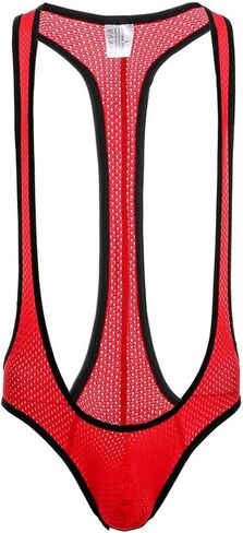 Faringoto Men's One Piece Mesh Fishnet See Through Jumpsuits Suspenders in Saudi Arabia
