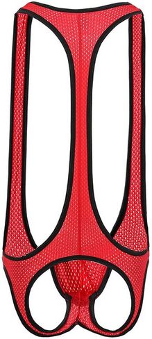 Faringoto Men's One Piece Mesh Fishnet See Through Jumpsuits Suspenders in Saudi Arabia