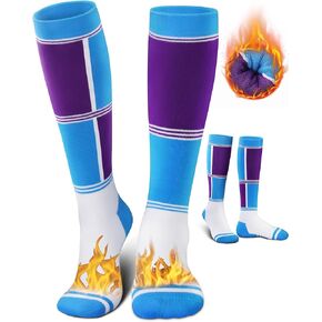 Reamphy 2 Pairs Ski Socks for Men Women - Warm Thermal Over-the-Calf Long Snow Socks for Snowboarding, Hiking, Hunting