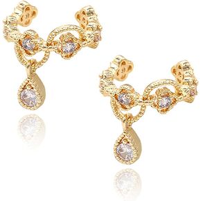 Zhx Without Pierced Ear Bone Folder Punk Fashion Ear Cuff Wrap Rhinestone Cartilage Clip On Earring Non Piercing Jewelry Gold one size in Kuwait