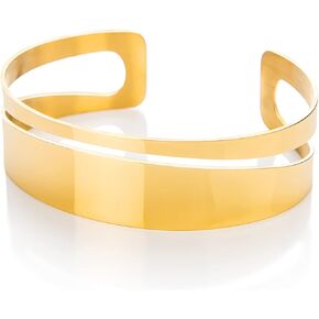 تشارلي بيج سوار ستانلس ستيل للنساء | هاي ستريت المفتوحة الكفة سوار الإسورة | لمسة نهائية ذهبية in Kuwait