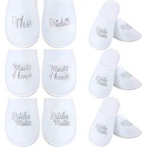 Zhanmai 6 Pairs Wedding Slippers Bridesmaid Slippers Wedding Set of 6 Bridal Party Slippers Honor Bridal Slippers for Bride Shoes Wedding Gifts for Bridesmaids Women Bridal Proposal Honeymoon Spa