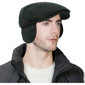 قبعة جديدة للرجال من الصوف للشتاء لعام 2020، قبعة مسطحة قابلة للتعديل للطقس البارد، مبطنة وناعمة in Kuwait
