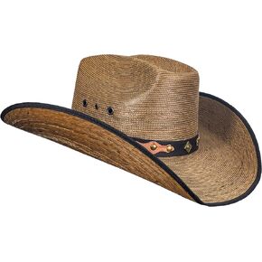 MexART Deluxe Cowboy Hat Mexican Palm Dark Natural Straw Wide Brim | Sombrero Baquero de Lujo de Palma Oscuro Natural, Dark Natural, One Size-Large in Kuwait