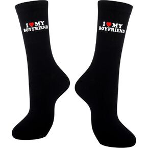 Moyel I Love My Boyfriend Socks هدايا لطيفة لصديقتك، هدايا مضحكة لصديقتك في الذكرى السنوية لعيد الحب، هدايا عيد ميلاد لها، جوارب I Heart My Boyfriend للنساء in Kuwait