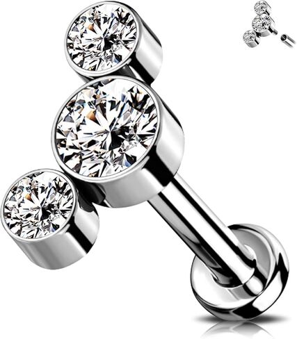 مجوهرات Mooncrush G23 أقراط غضروف من التيتانيوم الصلب 16G أقراط هيليكس من التيتانيوم الملولبة داخليًا للنساء بظهر مسطح 8 مم خاتم شفة ميدوسا in Kuwait