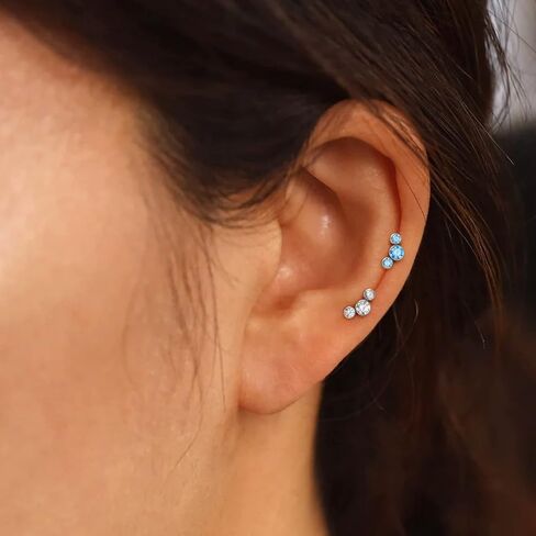 مجوهرات Mooncrush G23 أقراط غضروف من التيتانيوم الصلب 16G أقراط هيليكس من التيتانيوم الملولبة داخليًا للنساء بظهر مسطح 8 مم خاتم شفة ميدوسا in Kuwait