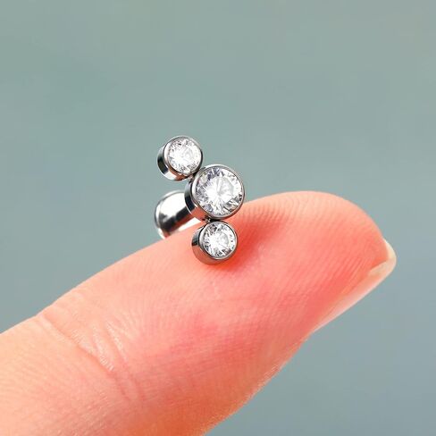 مجوهرات Mooncrush G23 أقراط غضروف من التيتانيوم الصلب 16G أقراط هيليكس من التيتانيوم الملولبة داخليًا للنساء بظهر مسطح 8 مم خاتم شفة ميدوسا in Kuwait