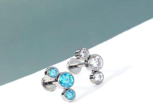 مجوهرات Mooncrush G23 أقراط غضروف من التيتانيوم الصلب 16G أقراط هيليكس من التيتانيوم الملولبة داخليًا للنساء بظهر مسطح 8 مم خاتم شفة ميدوسا in Kuwait