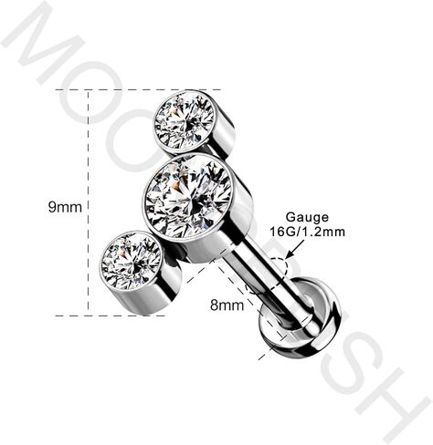 مجوهرات Mooncrush G23 أقراط غضروف من التيتانيوم الصلب 16G أقراط هيليكس من التيتانيوم الملولبة داخليًا للنساء بظهر مسطح 8 مم خاتم شفة ميدوسا in Kuwait