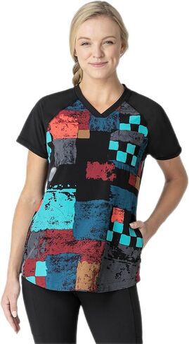 Wink Women's Yoga V-Neck Print Scrub Top in Kuwait