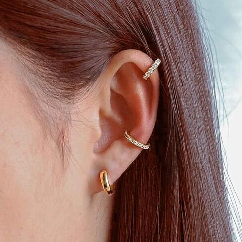 GIORGIA GIBBS 14K Gold Hoop Earrings for Women Trendy Gold Earrings Polished Gold Chunky Hoop Earrings Classic Dainty Gold Earrings Hoops 20mm,30mm in Kuwait