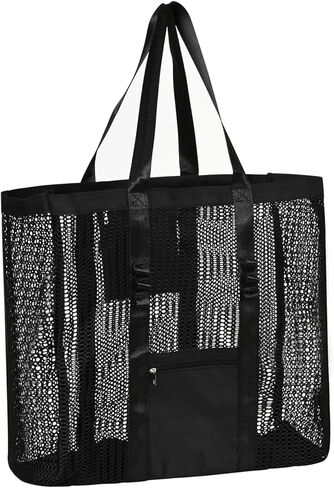 حقيبة شاطئ شبكية للنساء من يوكيا - حقيبة حمل شاطئ ذات سعة كبيرة جدًا، حقيبة شبكية مثالية للتسوق والسفر والعطلات in Kuwait