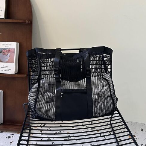 حقيبة شاطئ شبكية للنساء من يوكيا - حقيبة حمل شاطئ ذات سعة كبيرة جدًا، حقيبة شبكية مثالية للتسوق والسفر والعطلات in Kuwait