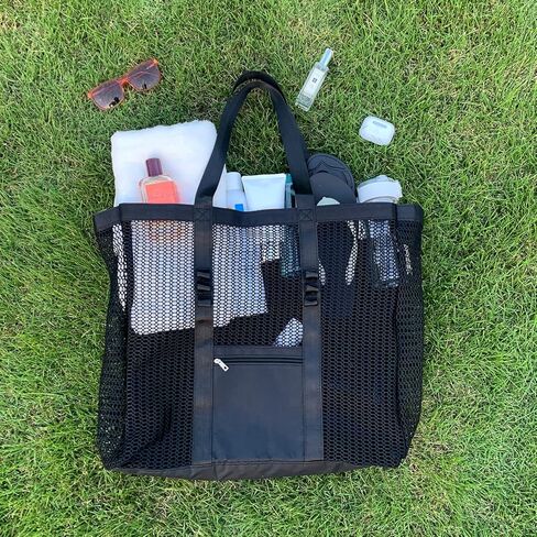 حقيبة شاطئ شبكية للنساء من يوكيا - حقيبة حمل شاطئ ذات سعة كبيرة جدًا، حقيبة شبكية مثالية للتسوق والسفر والعطلات in Kuwait