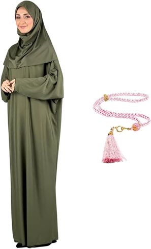 Modish Group Women Prayer Clothes with Hijab Muslim Outfits Long Robe Abaya Turkish Islamic Dresses Dubai Kaftan with Rosary in Saudi Arabia