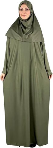 Modish Group Women Prayer Clothes with Hijab Muslim Outfits Long Robe Abaya Turkish Islamic Dresses Dubai Kaftan with Rosary in Saudi Arabia
