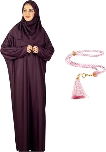 Modish Group Women Prayer Clothes with Hijab Muslim Outfits Long Robe Abaya Turkish Islamic Dresses Dubai Kaftan with Rosary in Saudi Arabia