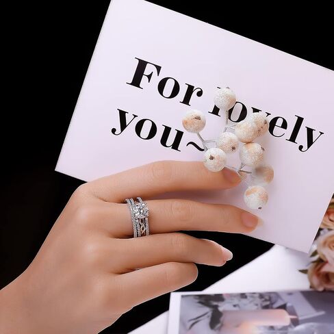 JewelryPalace إنفينيتي 1-1.5 قيراط مويسانيتي خواتم الخطبة، 925 الفضة الاسترليني 14K الذهب الوردي عصابات الزفاف خواتم تكويم مجموعات الزفاف in Saudi Arabia
