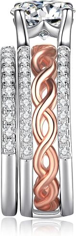 JewelryPalace إنفينيتي 1-1.5 قيراط مويسانيتي خواتم الخطبة، 925 الفضة الاسترليني 14K الذهب الوردي عصابات الزفاف خواتم تكويم مجموعات الزفاف in Saudi Arabia