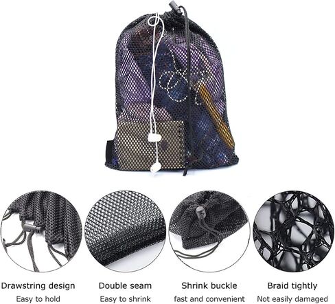 VANVENE Black Mesh Bag Nylon Bag Heavy Duty Drawstring Mesh Bag for Cosmetic Golf Ball Outdoor in Kuwait