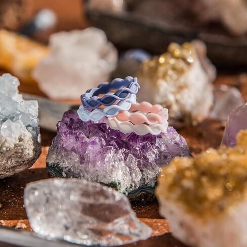 خاتم QALO نسائي من السيليكون المطاطي، الخلود، خاتم زفاف للنساء، مسامي، شريط سيليكون متين للخطوبة، عرض 4 مم وسمك 2.4 مم، متعدد الألوان in Kuwait